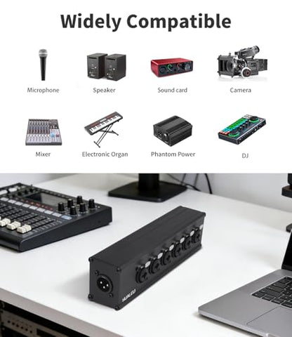 3Pin XLR & 1/4 TRS 6 Female to 1 XLR Male Splitter,6 Way XLR Six-Input and one-Output Parallel Connection Adapter,Four Microphone inputs Converted to one Output,6 in to 1 Out Aduio Splitter - color: XLR 1M TO 6F