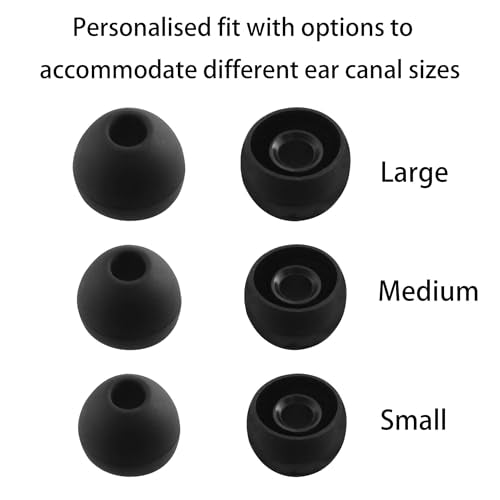Replacement Silicone Ear Tips for bmani T16 / occiam T17 Earbuds | Compatible with TOZO T6 / TOZO T10 / TONEMAC N18 Earbuds, 9 Pairs (S/M/L, Black)