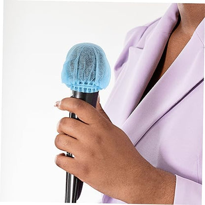 SUPVOX 200pcs Disposable Microphone Covers Non-woven Mic Protectors for Ktv and Singing Easy to Use Windproof Design Sanitary Protection for Handheld Microphones