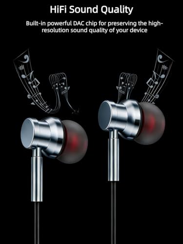 Acer Wired Headphones, HD Bass Driven Audio, Lightweight Aluminum Wired in Ear Earbud Headphones, 3.5mm Tangle-Free Cord