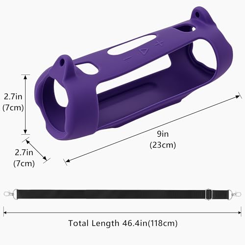 Geekria Silicone Case Compatible with JBL Charge 6, Lightweight Shockproof Speaker Cover with Shoulder Strap, Anti-Slip Protective Sleeve for Travel, Beach, Camping & Everyday Use (Purple) - color: Purple