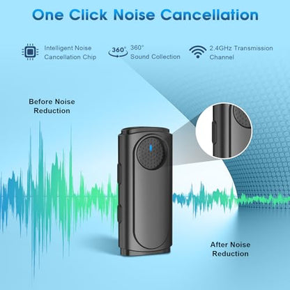 Wireless Lavalier Microphone for iPhone, iPad, Android, Camera - Mini Microphone with Noise Reduction & Charging Case - Mini Clip-on Mic for Podcasting, Vlogging, Live Streaming, Interview
