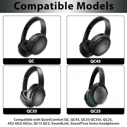 Adhiper Headband Cover for Bose QC45 QC35 QC25 QC15, NC700, AE2 - Black - color: Black