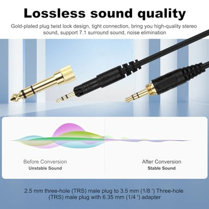 Zosvoses ATH M50X Cable Compatible with Audio Technica ATH-M50X, ATH-M40X, ATH-M60X, ATH-M70X Headphones, Coiled Audio Cable with 6.35mm Adapter, 5-10ft