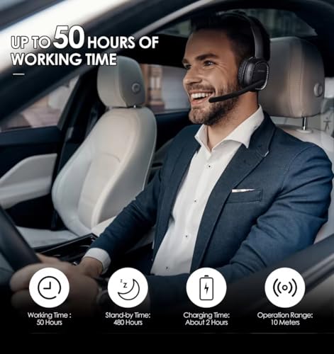 Sindoo JH-101 On-Ear Trucker Bluetooth Headset (AI Noise Cancelling) Microphone, Lightweight,Wireless Headset for Work PC/Computer/Laptop/Work from Home/Office/Call Center/Teams/Zoom/Truckr