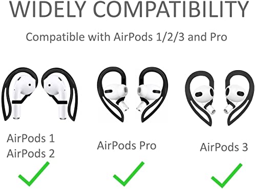 2 Pairs Ear Hooks Compatible with AirPods 3rd Generation [Multi-Dimensional Adjustable] Anti-Slip Ear Fins Accessories Compatible with AirPods Pro AirPods 3 2 1 Gen,Black/White