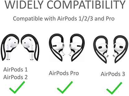 2 Pairs Ear Hooks Compatible with AirPods 3rd Generation [Multi-Dimensional Adjustable] Anti-Slip Ear Fins Accessories Compatible with AirPods Pro AirPods 3 2 1 Gen,Black/White