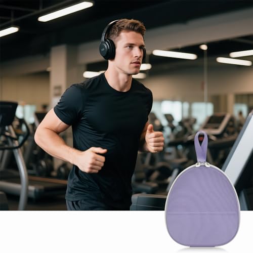 GWCASE Universal Headphone Case with Secure Strap and Cable Pocket, Purple | Fits Most Foldable Over-Ear Headphones, 7.87 x 6.8 x 0.9 in Interior, for Students, Commuters and Music Fans, Case Only - color: Purple with white zipper