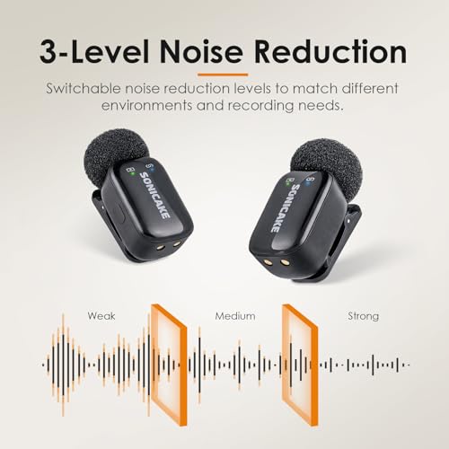 SONICAKE Wireless Mini Microphone for iPhone & Android，Mini Lavalier Microphone - Noise Reduction Lapel Mic,Clip-on Mini Mic with USB-C for Video Recording YouTube TikTok Podcast Content Creators