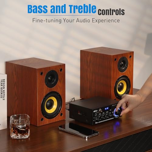 AK45 Pro Stereo Amplifier Home Audio, Stereo Receivers with Bluetooth 5.0,Max 400W, 2.0 Channel Audio Receiver for Home Theater Speakers w/USB/SD/RCA/2 MIC in for Karaok - size: AK45 pro
