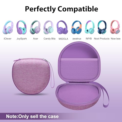 Kids Headphones Case for JoySpark/iClever Etc Headphone,Purple,Case Only | for iClever BTH12 HS19 BTH20 BTH22 BTH26/Candy Bila/Acer/JBL/MIDOLA/JoySpark/JLab/ADOOPE/Spiderman/EarFun/ Etc Kids Headphone - color: Purple