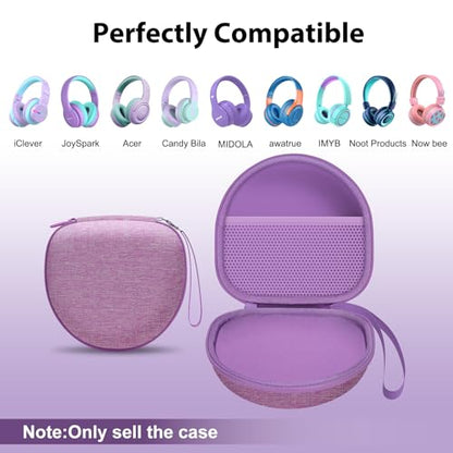 Kids Headphones Case for JoySpark/iClever Etc Headphone,Purple,Case Only | for iClever BTH12 HS19 BTH20 BTH22 BTH26/Candy Bila/Acer/JBL/MIDOLA/JoySpark/JLab/ADOOPE/Spiderman/EarFun/ Etc Kids Headphone - color: Purple