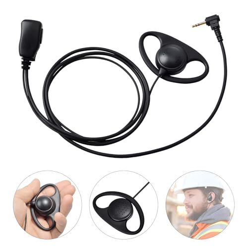 1Pin 2.5mm D-Shell Walkie Talkie Earpiece with PTT Mic (2 Packs) | for Motorola Talkabout Series T605 H2O T200 T260 T600 T800 Two-Way Radio