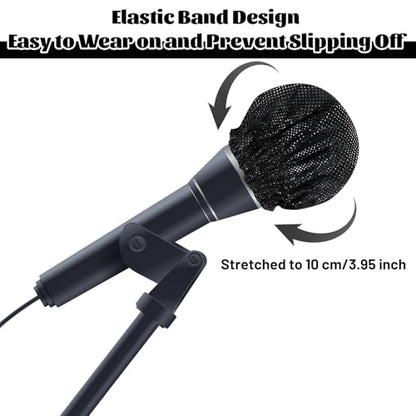 400 Pcs Microphone Cover Disposable Non-Woven Microphone Windscreen Protective Cap Karaoke Mic Cover for KTV Home Karaoke Bar News Interview, Black