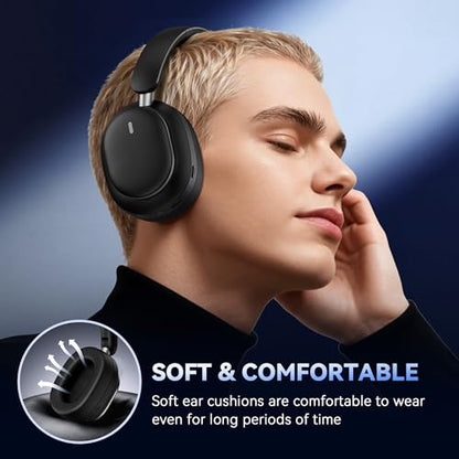 Pointcinco Hybrid Active Noise Cancelling Headphones, Over Ear Bluetooth 6.0 Wireless Headphones, 50H Playtime, Deep Bass, HiFi Stereo Sound, Lightweight Foldable for Travel, Home and Office (Black)