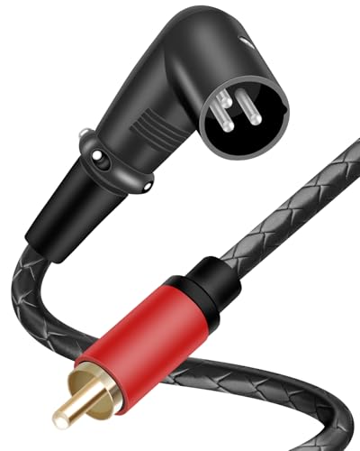 90 Degree 3Pin XLR to RCA Cable,Right Angle XLR Male to RCA Male Audio Adapter Cable for Mixers, Amplifiers, Players, Microphones est.(2M) - style: 90 Degree XLR 3-Pin Male to RCA Male 2M