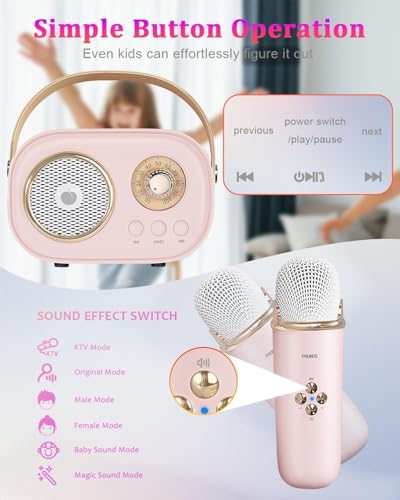 PRUNUS C20 Mini Karaoke Machine,Valentines Day Gifts Her Him Kids Mens - color: C20-Pink