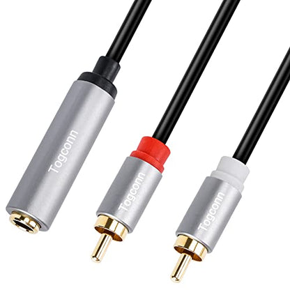 6.35mm to 2RCA Audio Cable,6.35mm 1/4 inch Female TRS to Stereo Dual RCA Male Y Splitter Audio Adapter Cable Gold Plated Plug (10 Inch/25CM) - size: 1 Pack, style: 6.35(female) to 2RCA(male)