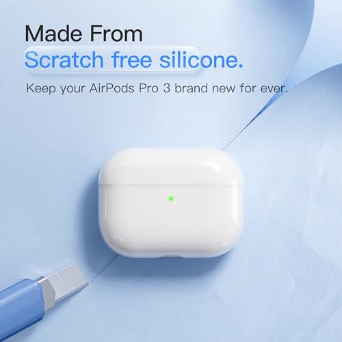 Case for AirPods Pro 3 Never-Sretch-Out DamonLight Shock-Proof Protective Semi Hard Silicone Case Compatible with Apple Airpods Pro 3rd Generation (White) - color: White2025