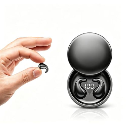Mini Invisible Earbuds Bluetooth 5.4,Sleep Earbuds for Side Sleepers, Mini Noise Blocking Sleep Earphones,Sleep Friendly Side Sleeping Earphones, for Work (Black) - color: Black