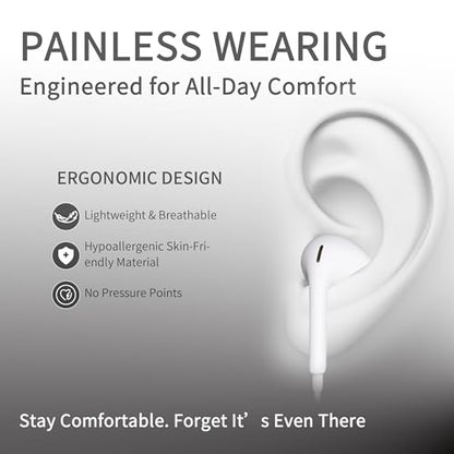 Wired Headphones for iPhone Ear buds with Lightning Connector (Built-in Microphone & Volume Control) Earbuds Compatible for iPhone 14/14 Pro/14 Plus/13/12/11/XR/XS/X/8/7【Official Certified Earphones】