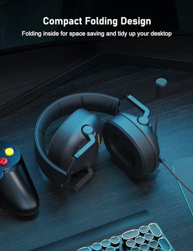 SENZER SG500 Gaming Headset with Noise Cancelling Microphone Black | Surround Sound Wired Gaming Headset Memory Foam Padding - Portable Foldable Headphones for PC, PS4, PS5, Xbox One, Switch - color: Black