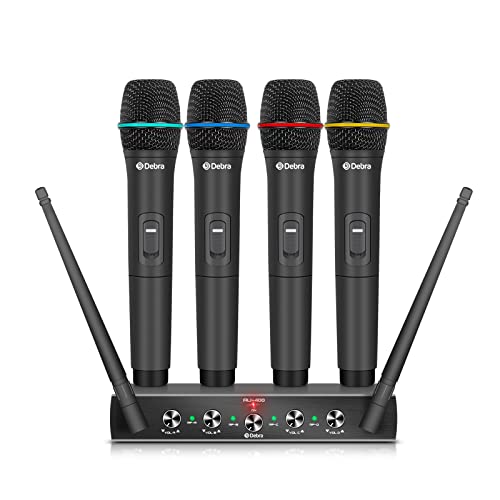 Debra Audio Pro UHF 4 Channel Wireless Microphone System - color: with 4 Handheld (B)