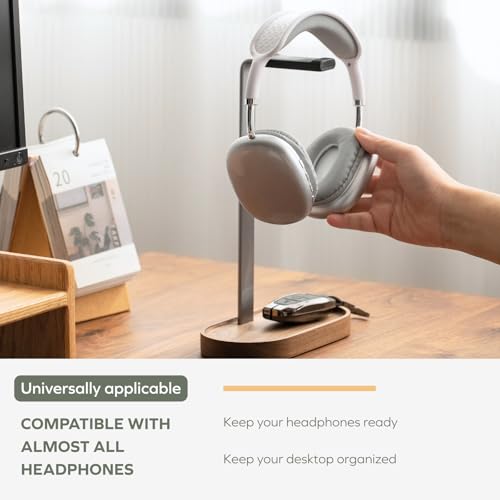muso wood Headphone Stand with Storage Base for Desktop