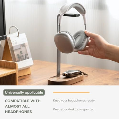 muso wood Headphone Stand with Storage Base for Desktop