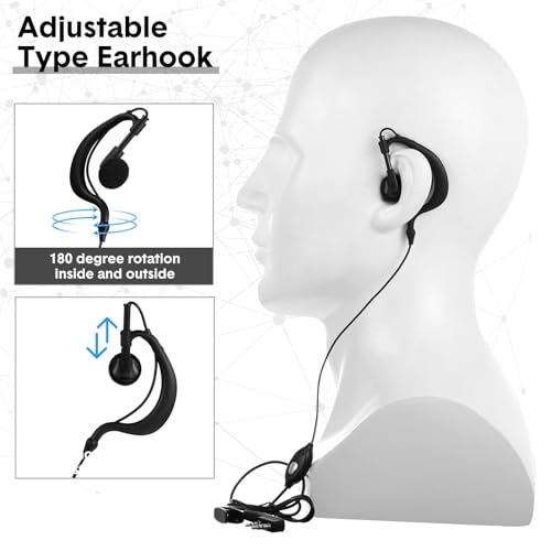 30 Pcs Walkie Talkie Earpiece with Mic 2 Pin Two Way Radio Ear Piece Microphone Earbud Bulk Single Wire Earhook Headset Compatible with Baofeng UV-5R BF-888S Arcshell Retevis H-777 RT21 RT22