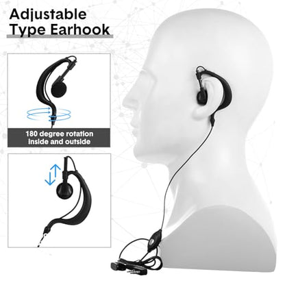 30 Pcs Walkie Talkie Earpiece with Mic 2 Pin Two Way Radio Ear Piece Microphone Earbud Bulk Single Wire Earhook Headset Compatible with Baofeng UV-5R BF-888S Arcshell Retevis H-777 RT21 RT22