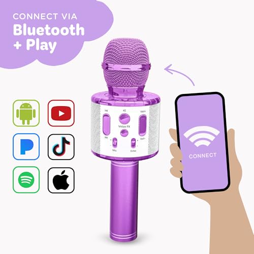 Move2Play, Kids Karaoke Microphone | Includes Pre-Loaded Songs & Bluetooth | Kids Birthday Party Gift | Toy for All Ages 2, 3, 4, 5, 6+ Year Old Girls, Boys & Toddlers - color: Lavender