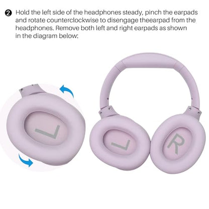 TOZO HT2 Replacement Earpads Cushion, Softer Protein Leather Ear Cover Waterproof for Comfortable Fit with Dustproof Mesh, Sound-Isolation Foam Purple - color: Purple