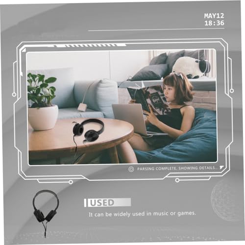 Lightweight Wired Over Ear Computer Headset with Microphone Breathable Comfortable Design for Music Gaming Portable Desktop Use