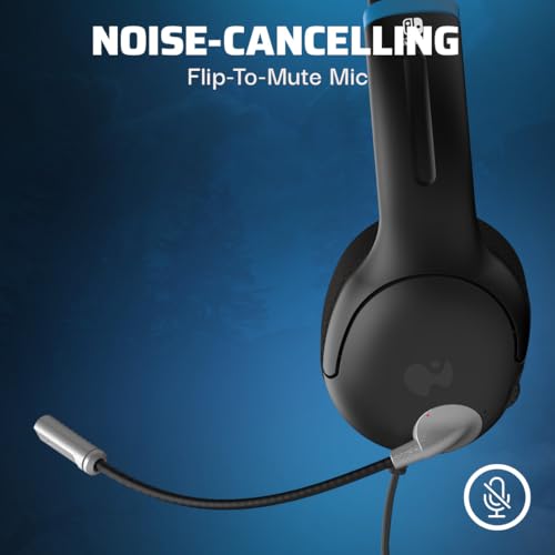 PDP Gaming AIRLITE Stereo Headset with Mic for Nintendo Switch/Lite/OLED - Wired Power Noise Cancelling Microphone, Lightweight, Soft Comfort On Ear Headphones (Moonlight Black/Blue) - color: Black and Blue