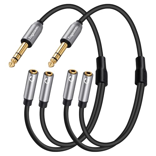 6.35mm to Double 3.5mm Headphone Y Adapter 1 Feet,6.35mm 1/4 Inch TRS Male to Dual 3.5mm 1/8 Inch TRS Female Stereo Audio Y Splitter Cable for Headphones, Guitar, Speakers, Amplifiers, Mixers-2 Pack - style: 2 Pack