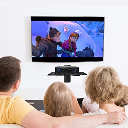 suptek Single Floating Shelf Wall Bracket with Strengthened Tempered Glass for DVD Players/Cable Boxes/Games Consoles/TV Accessories 1 Shelf, Black, CS201 - size: 1 Shelf