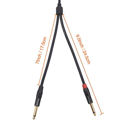 1/8 Inch TRS Stereo to Dual 1/4 inch TS Mono Y-Splitter Cable 3.5mm Aux Mini Jack Stereo Breakout Cable Path Cords - 6 feet