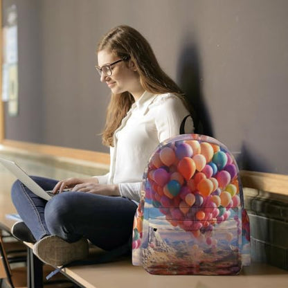 Travel Backpack for Women Men Carry On Backpack Coffee Collection Laptop Bag Lightweight Casual Daypack - color: Colorful Balloons