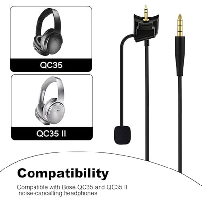 QC35 Mic Replacement Compatible with Bose QC35 & QC35 II Headphones, Detachable Boom mic 2.5mm to 3.5mm with Mute Switch for Xbox One, PS4, PS5, PC (4 FT)