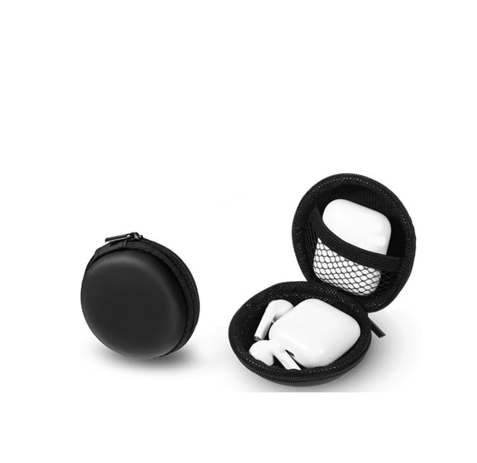 1 Pc Black Mini-Portable Hard Shell Earbuds Case, Round Earphone Carrying Case Storage Bag, Hard EVA Earphone Cases Cell Phone Accessories Organizer for Earphones Earbud