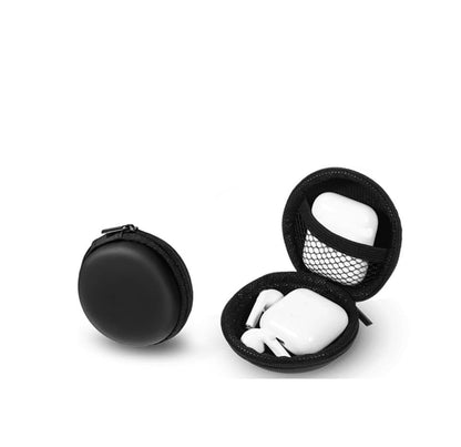 1 Pc Black Mini-Portable Hard Shell Earbuds Case, Round Earphone Carrying Case Storage Bag, Hard EVA Earphone Cases Cell Phone Accessories Organizer for Earphones Earbud