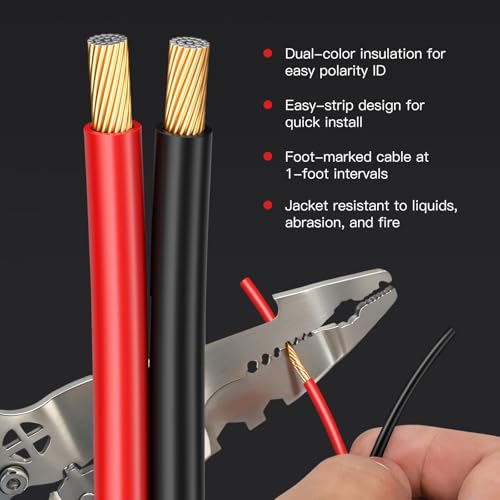 16 Gauge Speaker Wire 50ft 2-Conductor CCA Home Theater Surround | Speaker Cable with Minimal Audio Distortion & 1ft Printed Marks, Red Black Polarity, Soft PVC for Home Wall Wiring - size: 50FT, style: 16GAUGE
