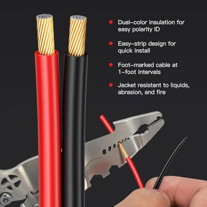 16 Gauge Speaker Wire 200ft 2-Conductor CCA Home Theater Surround | Speaker Cable with Minimal Audio Distortion & 1ft Printed Marks, Red Black Polarity, Soft PVC for Home Wall Wiring - size: 200FT, style: 16GAUGE