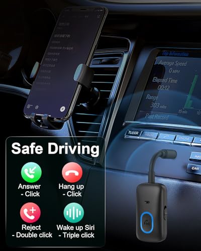 Bluetooth 5.4 Adapter for Car, Upgraded 2-in-1 Aux Transmitter & Receiver with Hands-Free Calls & 180° Swivel Bend, Wireless Audio Adapter for PC, TV, Speakers, Airplane Travel