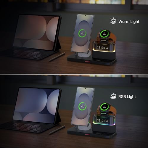 Magnetic Charger for Samsung, 5 in 1 Wireless Charging Station for Samsung Galaxy S25 Ultra/S24/S23/S22, Galaxy Watch 8/7/6/4/5, Galaxy Buds/Pro, Upgraded Version - color: Black-Upgraded Version