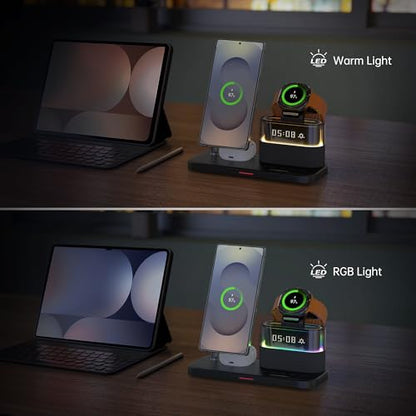 Magnetic Charger for Samsung, 5 in 1 Wireless Charging Station for Samsung Galaxy S25 Ultra/S24/S23/S22, Galaxy Watch 8/7/6/4/5, Galaxy Buds/Pro, Upgraded Version - color: Black-Upgraded Version