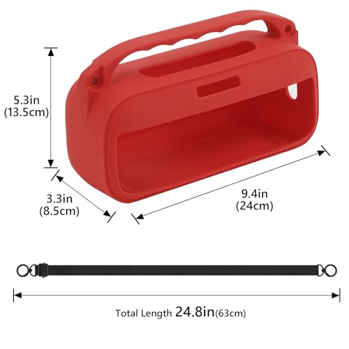 Geekria Silicone Speaker Case Cover Compatible with Bose SoundLink Plus, Protective Soft Skin, Replacement Portable Speakers Travel Carrying Sleeve with Shoulder Strap (Red) - color: Red