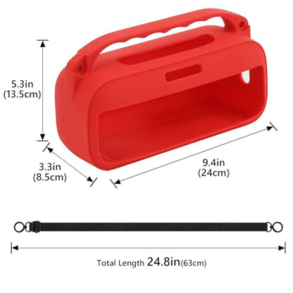 Geekria Silicone Speaker Case Cover Compatible with Bose SoundLink Plus, Protective Soft Skin, Replacement Portable Speakers Travel Carrying Sleeve with Shoulder Strap (Red) - color: Red