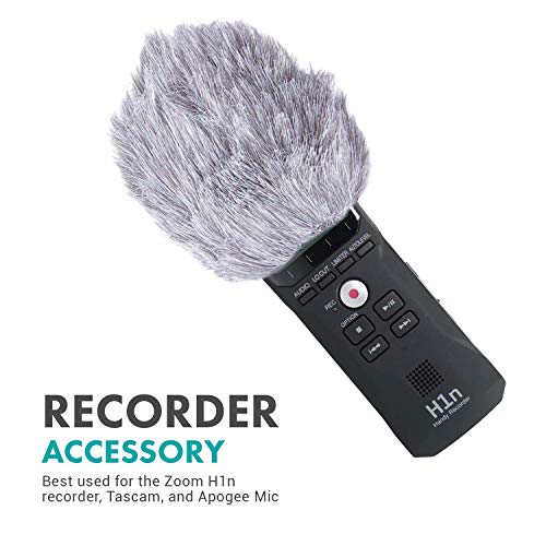 Movo WS1 Furry Microphone Windscreen | For Zoom H1n, H1essential & H1 Recorders, Outdoor Wind Muff / Deadcat, For Small Mics up to 3" x 40mm